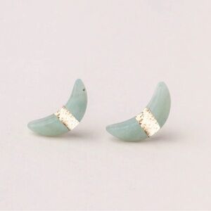 Scout Crescent Moon Amazonite and Gold Stud Earrings